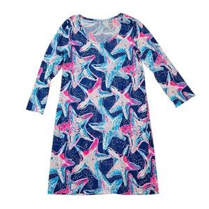 Lilly Pulitzer Shift Beacon Dress Women's Medium 100% Pima Cotton Starfish Print